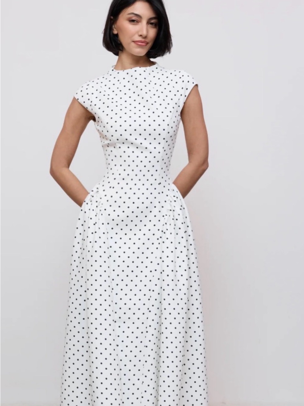 Odd Muse White Polka Dot Midi Dress